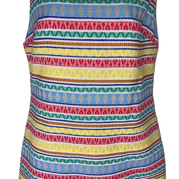 Alice + Olivia Coley Crew Neck Shift Dress Jacquard Stripe Pattern Sleeveless 6 - Picture 7 of 16